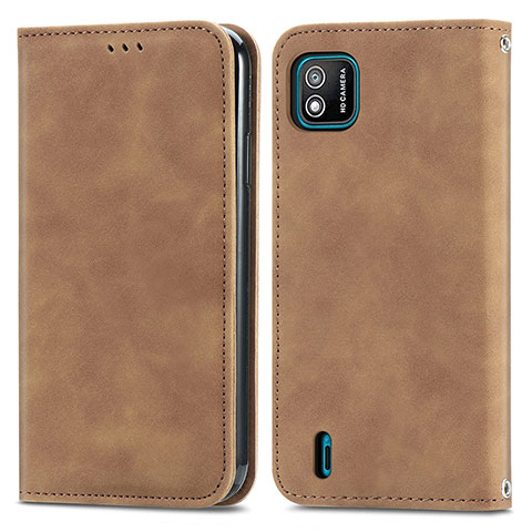 Coque Portefeuille Livre Cuir Etui Clapet S04D pour Wiko Y62 Marron