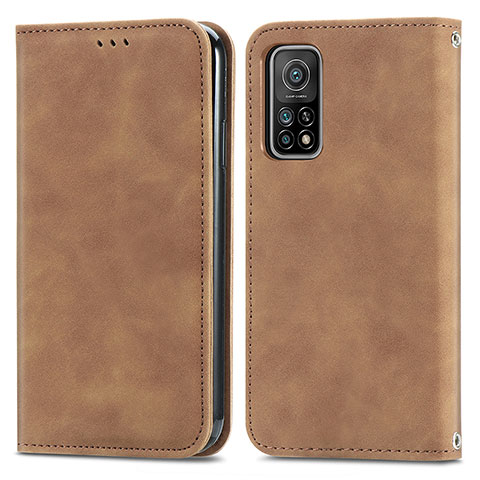 Coque Portefeuille Livre Cuir Etui Clapet S04D pour Xiaomi Mi 10T 5G Marron