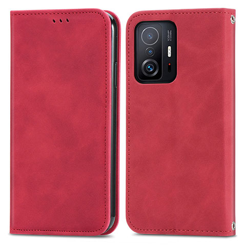 Coque Portefeuille Livre Cuir Etui Clapet S04D pour Xiaomi Mi 11T 5G Rouge