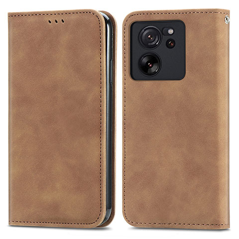 Coque Portefeuille Livre Cuir Etui Clapet S04D pour Xiaomi Mi 13T 5G Marron