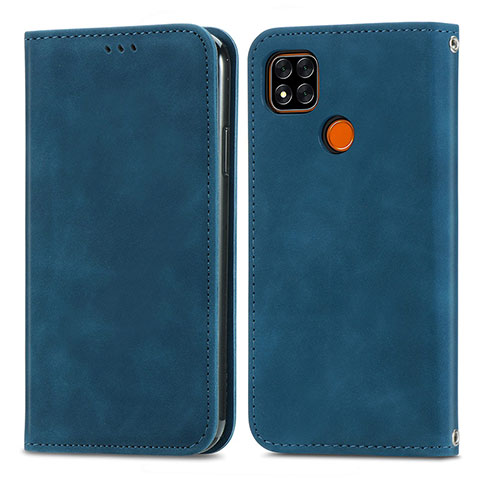 Coque Portefeuille Livre Cuir Etui Clapet S04D pour Xiaomi POCO C3 Bleu