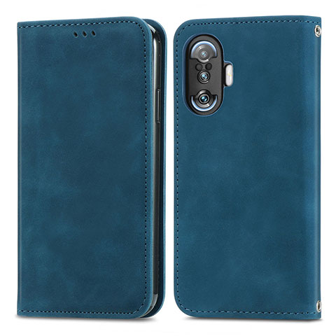 Coque Portefeuille Livre Cuir Etui Clapet S04D pour Xiaomi Poco F3 GT 5G Bleu