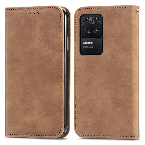 Coque Portefeuille Livre Cuir Etui Clapet S04D pour Xiaomi Poco F4 5G Marron