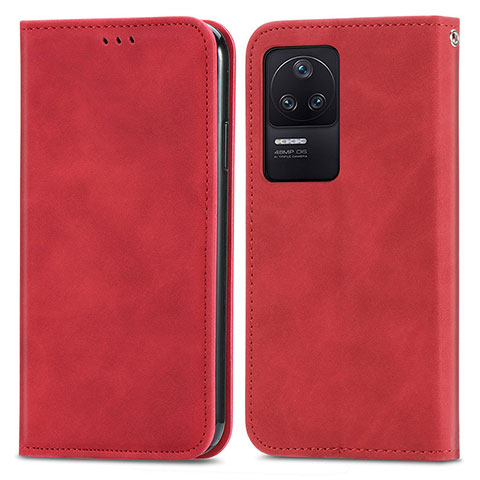 Coque Portefeuille Livre Cuir Etui Clapet S04D pour Xiaomi Poco F4 5G Rouge