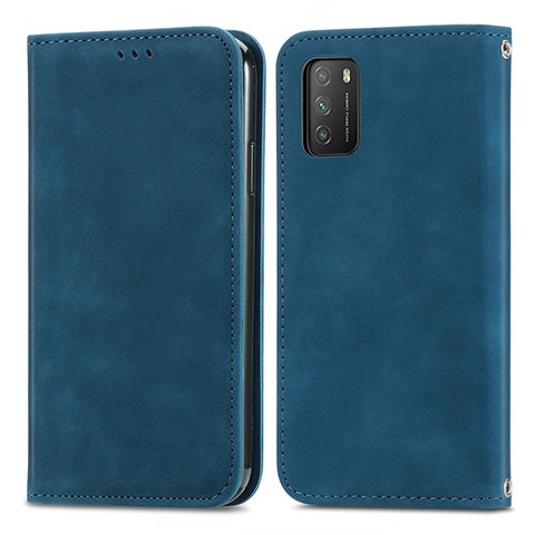 Coque Portefeuille Livre Cuir Etui Clapet S04D pour Xiaomi Poco M3 Bleu