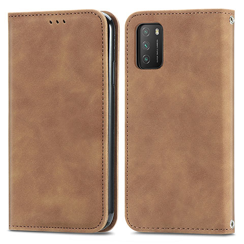 Coque Portefeuille Livre Cuir Etui Clapet S04D pour Xiaomi Poco M3 Marron