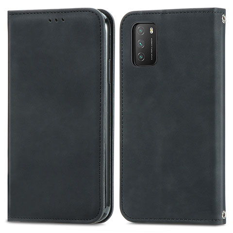 Coque Portefeuille Livre Cuir Etui Clapet S04D pour Xiaomi Poco M3 Noir