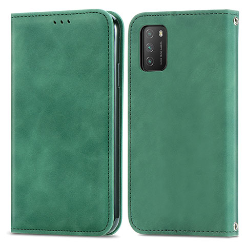 Coque Portefeuille Livre Cuir Etui Clapet S04D pour Xiaomi Poco M3 Vert