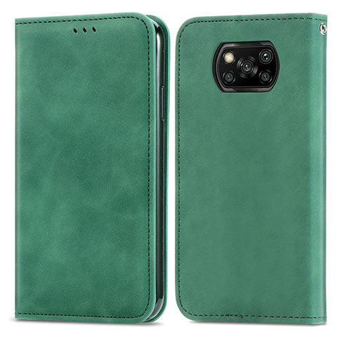 Coque Portefeuille Livre Cuir Etui Clapet S04D pour Xiaomi Poco X3 Pro Vert