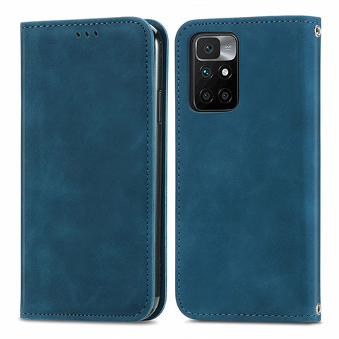 Coque Portefeuille Livre Cuir Etui Clapet S04D pour Xiaomi Redmi 10 4G Bleu