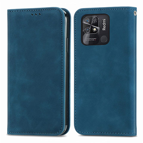 Coque Portefeuille Livre Cuir Etui Clapet S04D pour Xiaomi Redmi 10 India Bleu