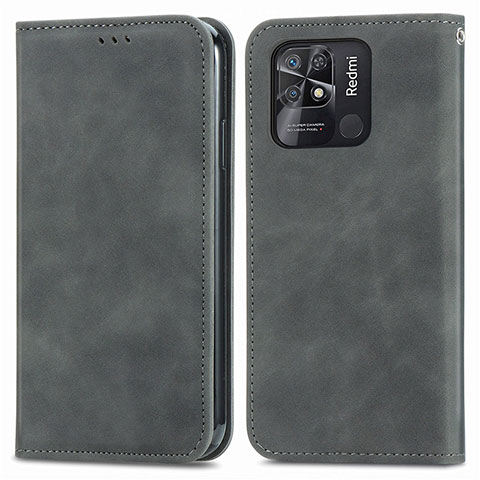 Coque Portefeuille Livre Cuir Etui Clapet S04D pour Xiaomi Redmi 10 India Gris