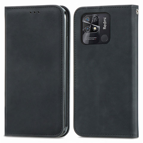 Coque Portefeuille Livre Cuir Etui Clapet S04D pour Xiaomi Redmi 10 India Noir