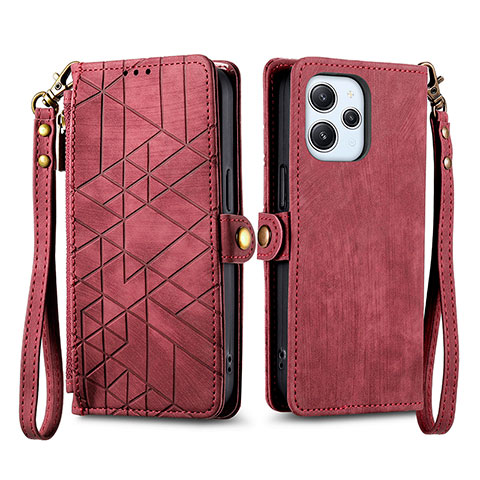 Coque Portefeuille Livre Cuir Etui Clapet S04D pour Xiaomi Redmi 12 4G Rouge