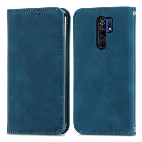 Coque Portefeuille Livre Cuir Etui Clapet S04D pour Xiaomi Redmi 9 Bleu