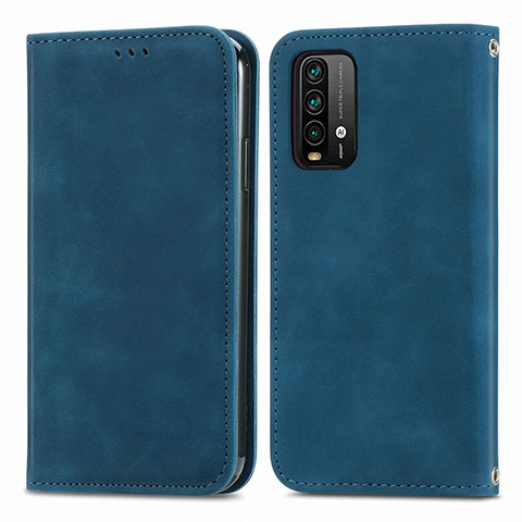 Coque Portefeuille Livre Cuir Etui Clapet S04D pour Xiaomi Redmi 9 Power Bleu