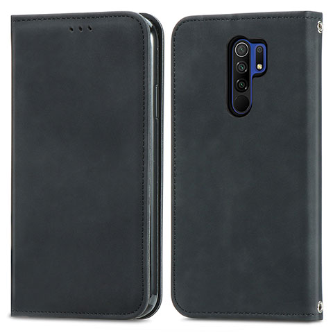 Coque Portefeuille Livre Cuir Etui Clapet S04D pour Xiaomi Redmi 9 Prime India Noir