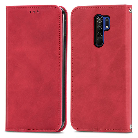 Coque Portefeuille Livre Cuir Etui Clapet S04D pour Xiaomi Redmi 9 Prime India Rouge