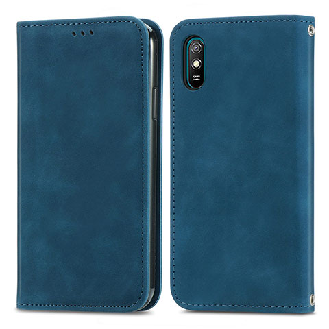 Coque Portefeuille Livre Cuir Etui Clapet S04D pour Xiaomi Redmi 9A Bleu