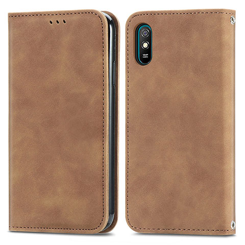 Coque Portefeuille Livre Cuir Etui Clapet S04D pour Xiaomi Redmi 9A Marron