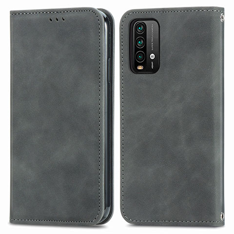 Coque Portefeuille Livre Cuir Etui Clapet S04D pour Xiaomi Redmi 9T 4G Gris