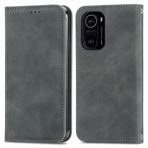 Coque Portefeuille Livre Cuir Etui Clapet S04D pour Xiaomi Redmi K40 5G Gris