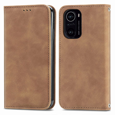 Coque Portefeuille Livre Cuir Etui Clapet S04D pour Xiaomi Redmi K40 5G Marron