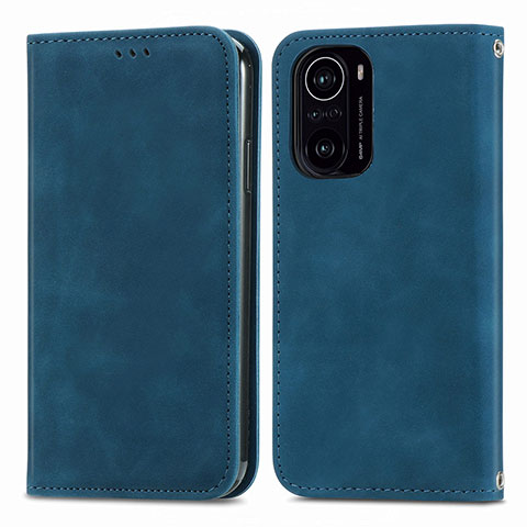 Coque Portefeuille Livre Cuir Etui Clapet S04D pour Xiaomi Redmi K40 Pro 5G Bleu