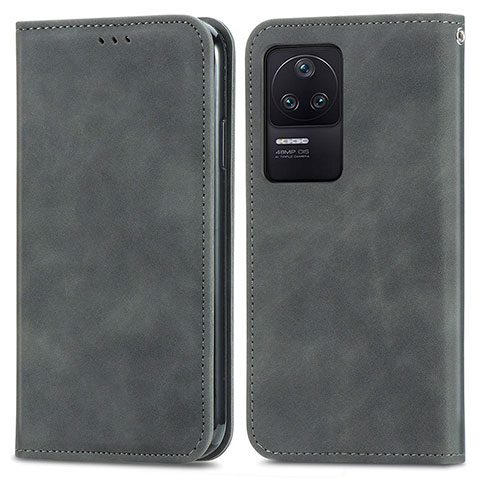 Coque Portefeuille Livre Cuir Etui Clapet S04D pour Xiaomi Redmi K40S 5G Gris