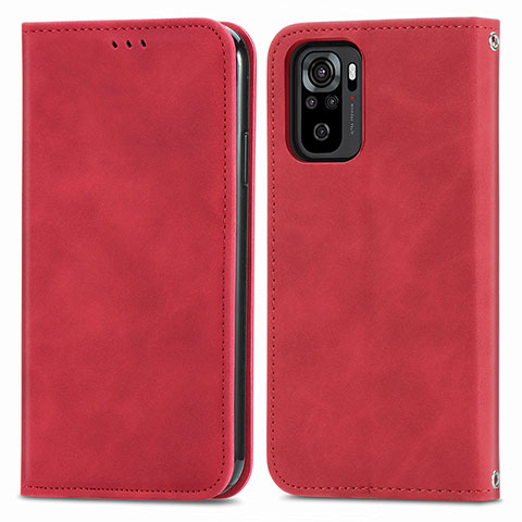 Coque Portefeuille Livre Cuir Etui Clapet S04D pour Xiaomi Redmi Note 10 4G Rouge