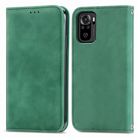 Coque Portefeuille Livre Cuir Etui Clapet S04D pour Xiaomi Redmi Note 10 4G Vert