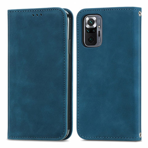 Coque Portefeuille Livre Cuir Etui Clapet S04D pour Xiaomi Redmi Note 10 Pro 4G Bleu