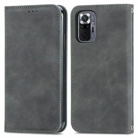 Coque Portefeuille Livre Cuir Etui Clapet S04D pour Xiaomi Redmi Note 10 Pro 4G Gris