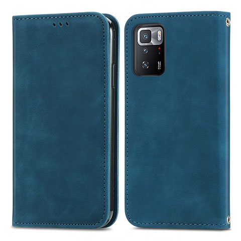 Coque Portefeuille Livre Cuir Etui Clapet S04D pour Xiaomi Redmi Note 10 Pro 5G Bleu