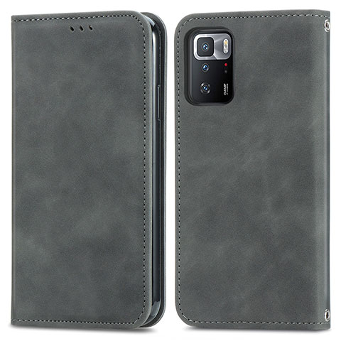 Coque Portefeuille Livre Cuir Etui Clapet S04D pour Xiaomi Redmi Note 10 Pro 5G Gris