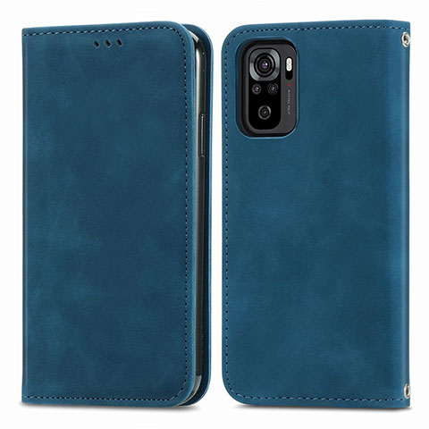 Coque Portefeuille Livre Cuir Etui Clapet S04D pour Xiaomi Redmi Note 10S 4G Bleu