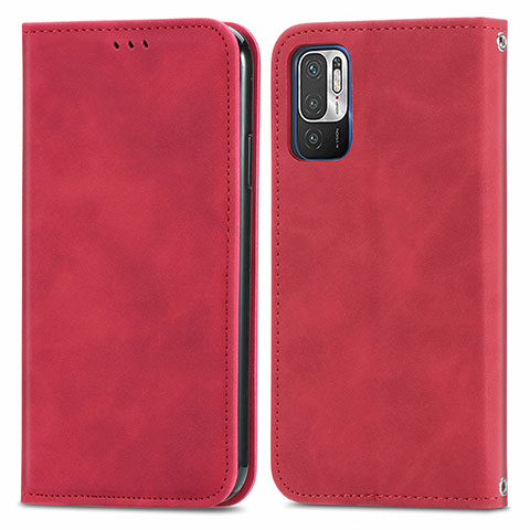 Coque Portefeuille Livre Cuir Etui Clapet S04D pour Xiaomi Redmi Note 10T 5G Rouge