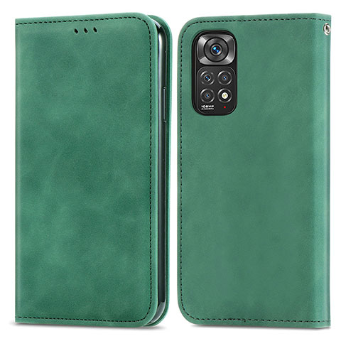 Coque Portefeuille Livre Cuir Etui Clapet S04D pour Xiaomi Redmi Note 11 4G (2022) Vert