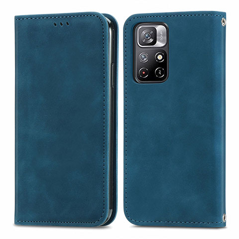 Coque Portefeuille Livre Cuir Etui Clapet S04D pour Xiaomi Redmi Note 11 5G Bleu