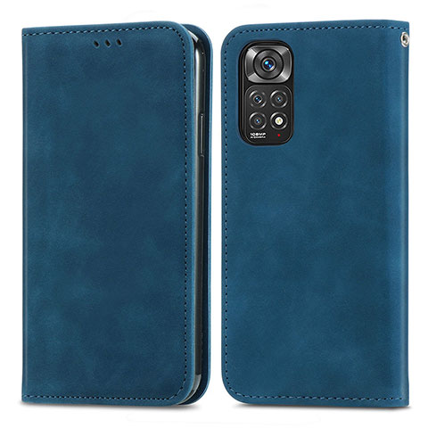 Coque Portefeuille Livre Cuir Etui Clapet S04D pour Xiaomi Redmi Note 11 Pro 4G Bleu