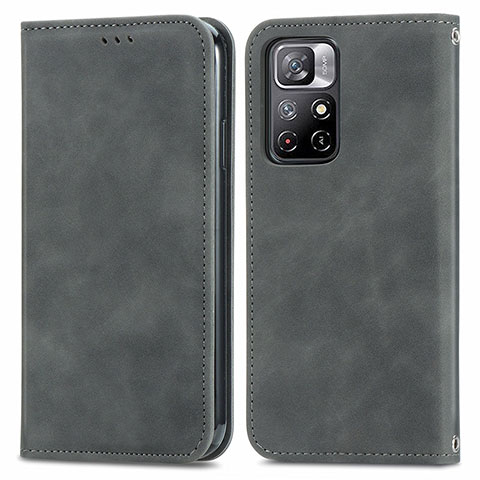 Coque Portefeuille Livre Cuir Etui Clapet S04D pour Xiaomi Redmi Note 11T 5G Gris