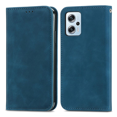 Coque Portefeuille Livre Cuir Etui Clapet S04D pour Xiaomi Redmi Note 11T Pro 5G Bleu