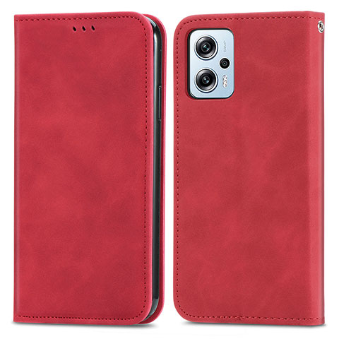 Coque Portefeuille Livre Cuir Etui Clapet S04D pour Xiaomi Redmi Note 11T Pro 5G Rouge