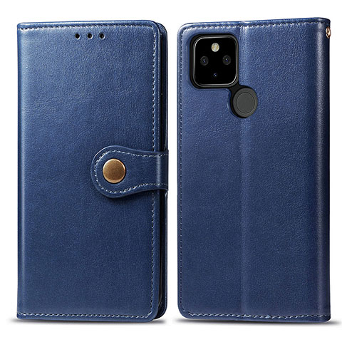 Coque Portefeuille Livre Cuir Etui Clapet S05D pour Google Pixel 4a 5G Bleu