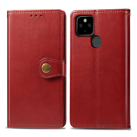 Coque Portefeuille Livre Cuir Etui Clapet S05D pour Google Pixel 5 Rouge