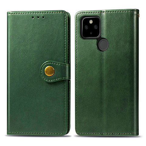 Coque Portefeuille Livre Cuir Etui Clapet S05D pour Google Pixel 5 Vert