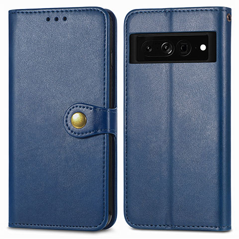 Coque Portefeuille Livre Cuir Etui Clapet S05D pour Google Pixel 7 Pro 5G Bleu