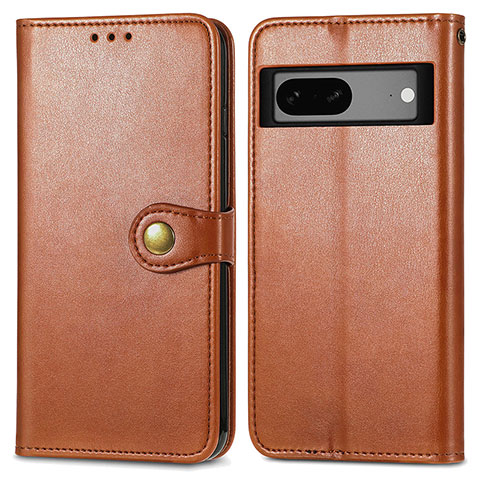 Coque Portefeuille Livre Cuir Etui Clapet S05D pour Google Pixel 7a 5G Marron