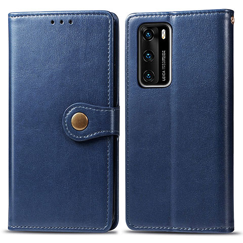 Coque Portefeuille Livre Cuir Etui Clapet S05D pour Huawei P40 Bleu