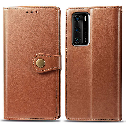 Coque Portefeuille Livre Cuir Etui Clapet S05D pour Huawei P40 Marron